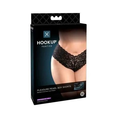 Hookup Pleasure Pearl Boy Shorts Black Fits Size Xl xxl