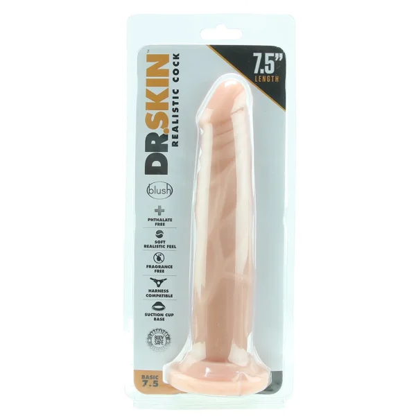 Dr. Skin 7.5 Inch Basic Realistic Dildo With Suction Cup by Blush - Vanilla