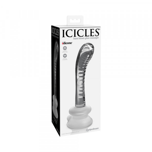 Icicles No. 88 G-Spot Glass Textured Dildo with Removable Suction Cup 6 Inch
