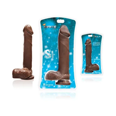 Si 8in Cock W balls Suction Cup Brown