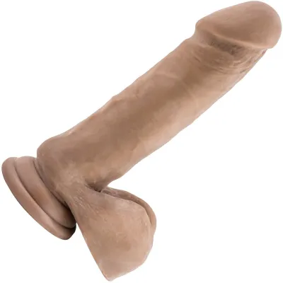 Au Naturel 8 Inch Sensa Feel Dual Density Dildo With Balls By Blush Caramel