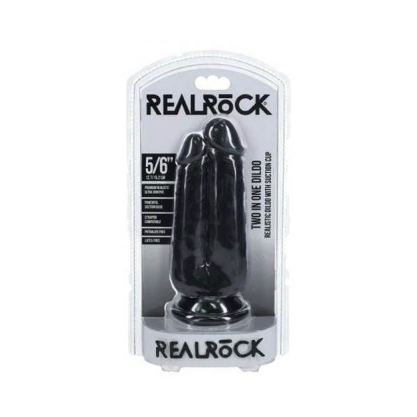Couples Dildos: Realrock Two In One 5 In. / 6 In. Dildo Black