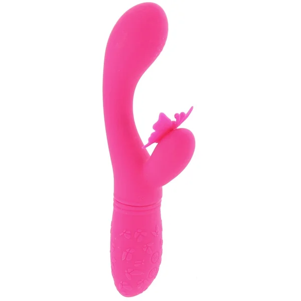Rechargeable Butterfly Kiss Silicone Flutter Dual Stimulation Vibrator By CalExotics - Pink