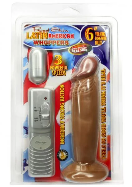 Real Skin Latin American Whoppers Vibrating Dong 6 Inch Brown — image 4 of 4
