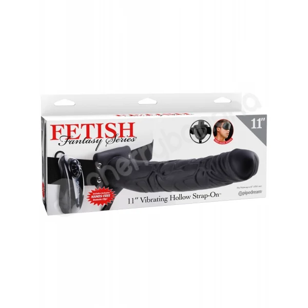 Fetish Fantasy Series Black 11'' Vibrating Hollow Strap-on