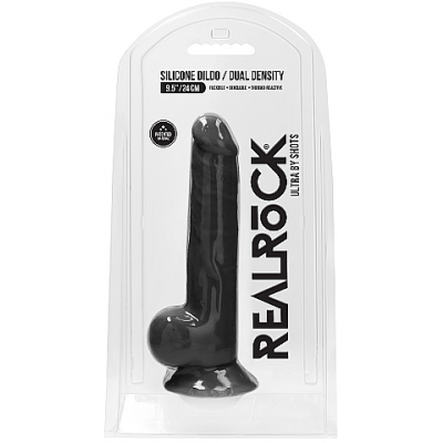 Silicone Dildo With Balls 24 cm Black
