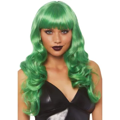 24 Inch Misfit Long Wavy Bang Wig Green