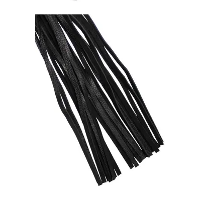 Bound X Leather Flogger With Spiral Metal Handle