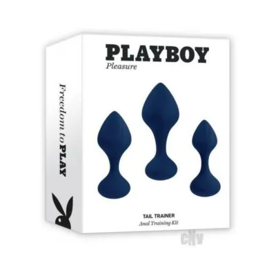 Anal Trainers Playboy Tail Trainer 3 piece Silicone Anal Training Kit Navy