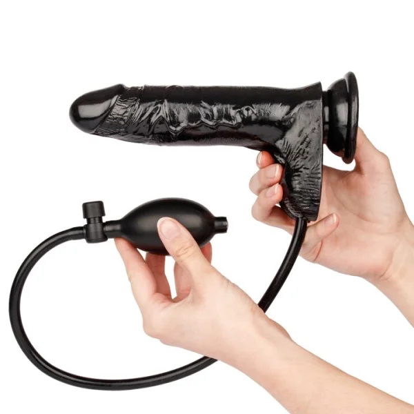 Bondara Pump It Up Black Realistic Inflatable Dildo - 7.8 Inch