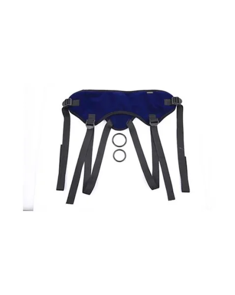 Vibrating Velvet Harness - Blue
