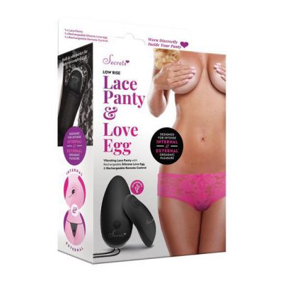 Secrets Low Rise Floral Lace Vibrating Panties Hot Pink Rechargeable Vibrating Panties with Remote One Size