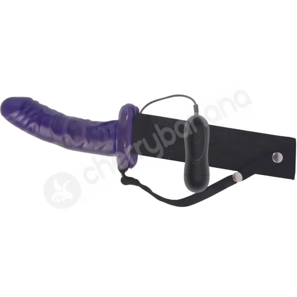 Adam & Eve Universal Vibrating Purple Firm Hollow Dildo Strap-On With Waistband