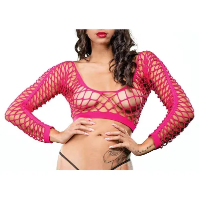 All Over Mesh Crotchless Leggings One Size Pink