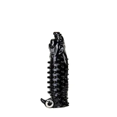 Wagging Dog Vibrating Penis Extension Black