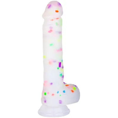 Bondara Confetti Cannon Glow in the Dark Dildo 8 Inch