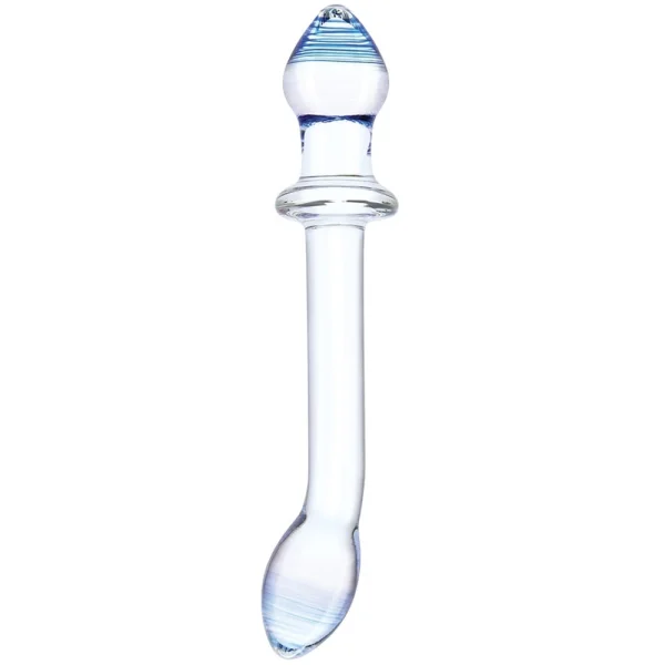 Gläs 9.5" Double Play Dual-Ended Glass Dildo & Butt Plug - Clear & Blue
