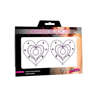Crystal Heart Rhinestone Pasties Pink
