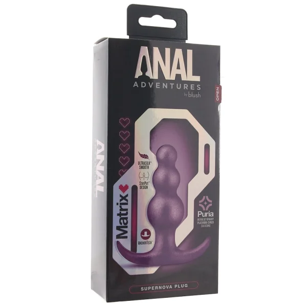 Anal Adventures Matrix Supernova Beaded Silicone Butt Plug By Blush - Galactic Purple