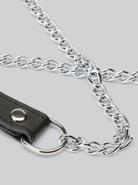 DOMINIX Deluxe Leather Handle Chain Leash