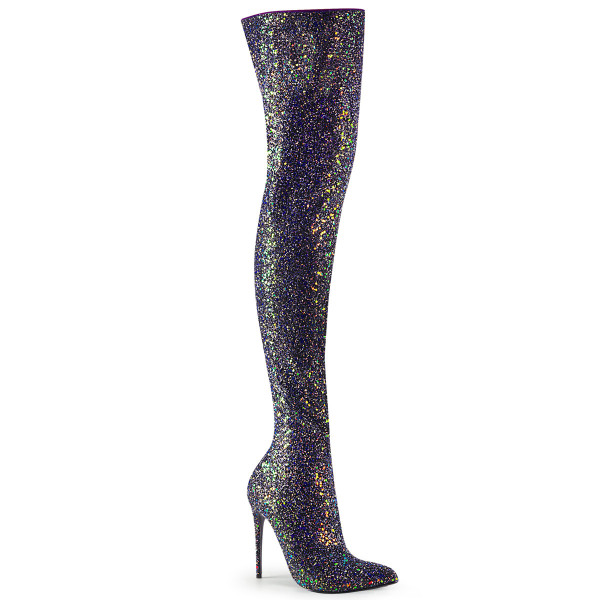 5 inches Glitter Thigh High Boot, 1/3 Side Zip