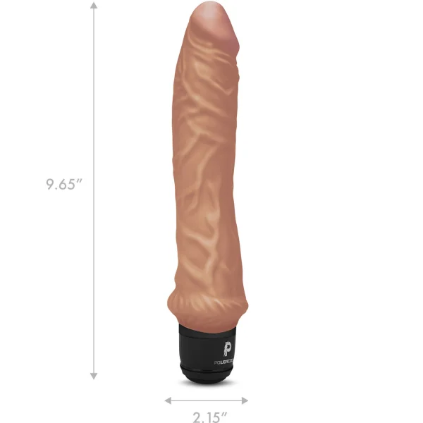 Powercocks Girthy Realistic Silicone Waterproof Rechargeable 8" Vibrator - Caramel
