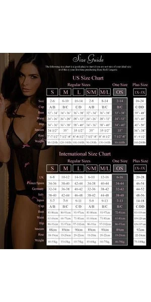Pearl Necklace Bra and G-String Set Black S/M