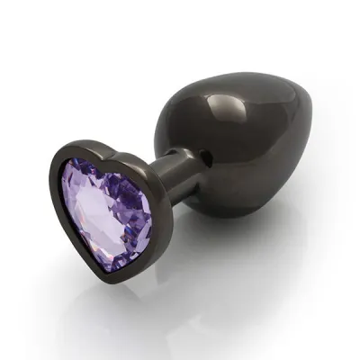 Ouch Purple Heart Gem Metal Black Plug Large