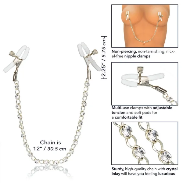CalExotics Nipple Play Nipple Clamps with Crystal Chain
