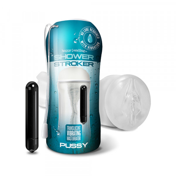 Happy Ending Self-lubricating, Vibrating Shower Stroker - Pussy