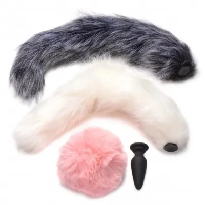 Tailz Snap On Silicone Anal Plug 3 Interchangeable Tails