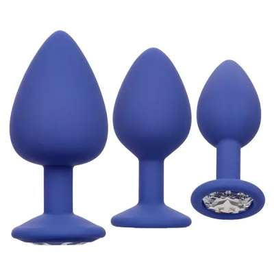 Cheeky Rechargeable Vibrating Gem Detailed Butt Plug Set