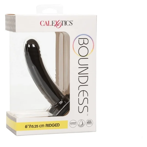 Boundless 6" Ridged Silicone Suction Cup Dildo By CalExotics - Black