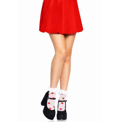 Strawberry Polka Dot Ruffle Top Ankets One Size White red