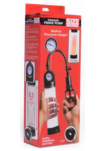 Size Matters Trigger Penis Pump with Built-in Pressure Gauge