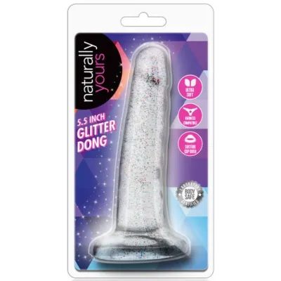 Naturally Yours Glitter Dong Clear 5 5in