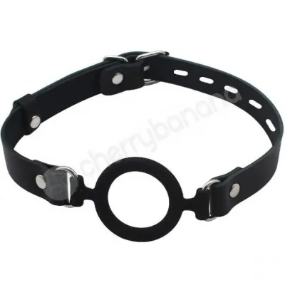 Ouch Black Silicone Ring Gag With Adjustable Leather Strap