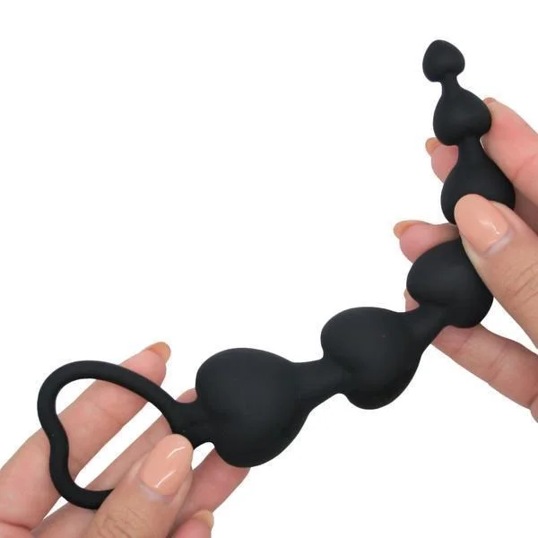 Silicone Anal Beads - 6 Tapered Heart Beads