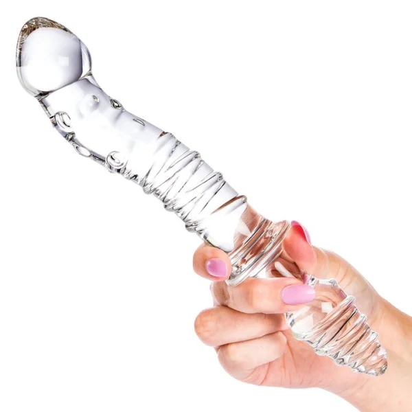 Glacier Glass Textured Dildo and Butt Plug Duo – 9 Inch — image 5 of 5