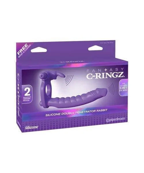 Fantasy C-ringz Silicone Double Penetrator Rabbit - Purple