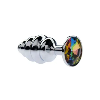 Kink Range Alloy Gemmed Butt Plug 2 9 Inch Rainbow Small