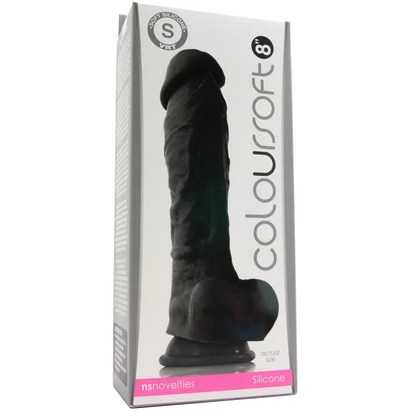 ColourSoft 8 Inch Black Silicone Suction Cup Dildo