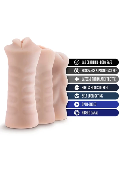M for Men 3-Pack Self-Lubricating Vibrating Stroker Sleeve Kit
