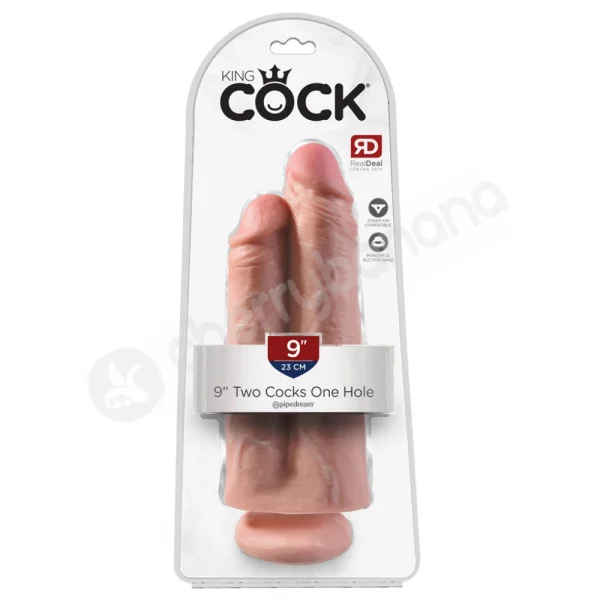 King Cock Flesh 9'' Two Cocks One Hole Dildo