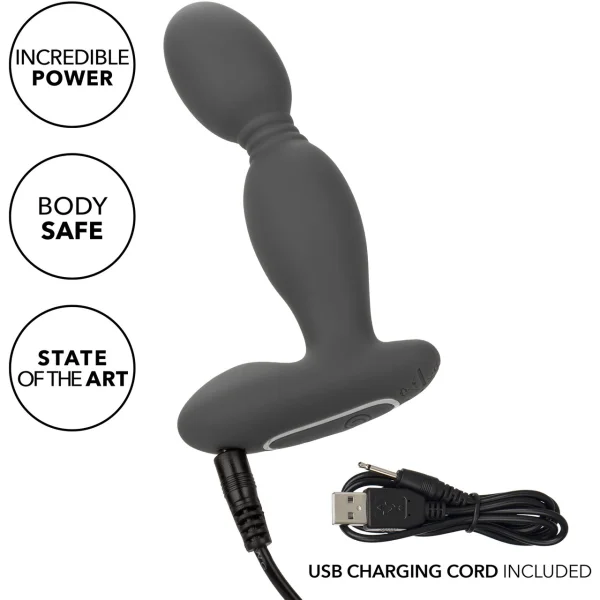 Eclipse Silicone Rotator Vibrating Rechargeable Anal Probe By CalExotics - Grey