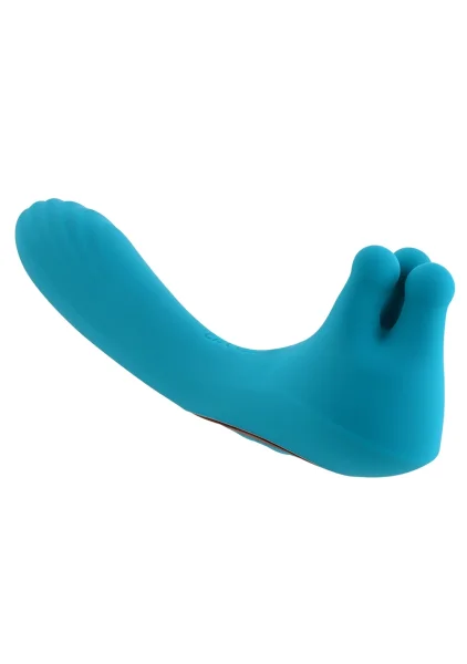 Heads Or Tails Silicone Rechargeable Waterproof Dual Stimulation Vibrator By Evolved Novelties - Teal