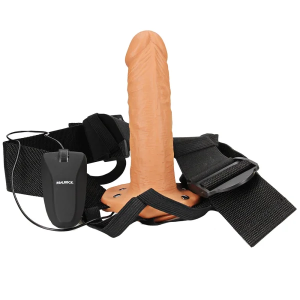 Real Rock Hollow Vibrating 6 Inch Strap-On