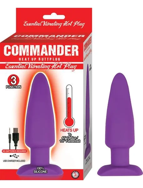 Commander Essential Vibrating Hot Butt Plug Purple