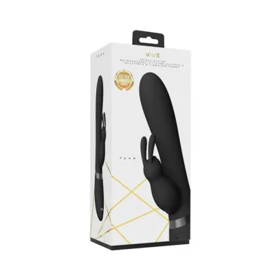 Vive Taka Rechargeable Auto inflatable Triple motor Silicone Rabbit Black