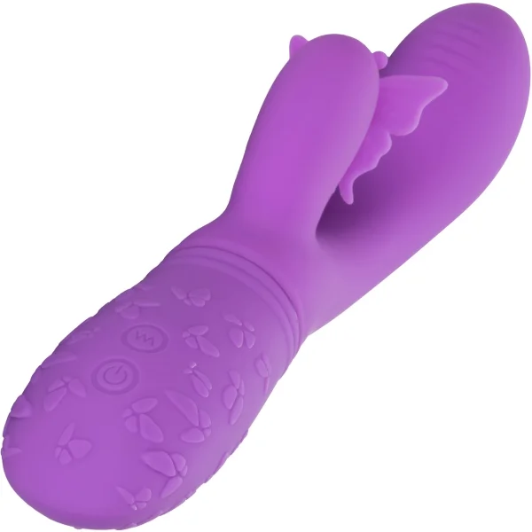 Rechargeable Butterfly Kiss Silicone Flutter Dual Stimulation Vibrator By CalExotics - Purple